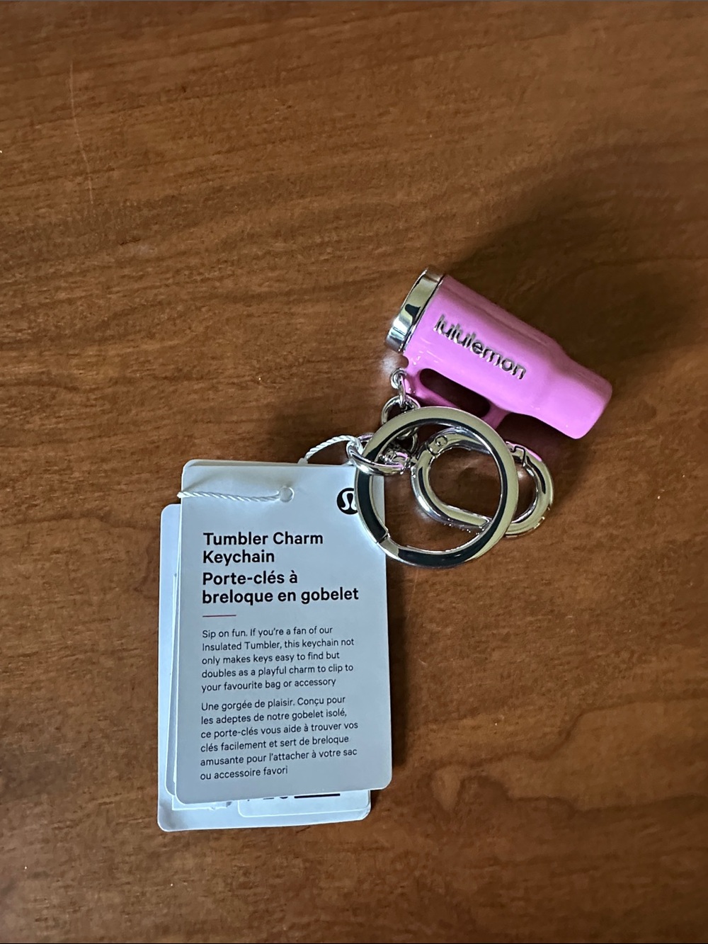 Pink Lululemon Tumbler Charm Keychain NWT